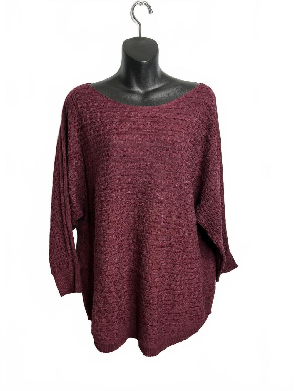 Market & Spruce Women's Cable Knit Pullover Sweater XXL Burgundy